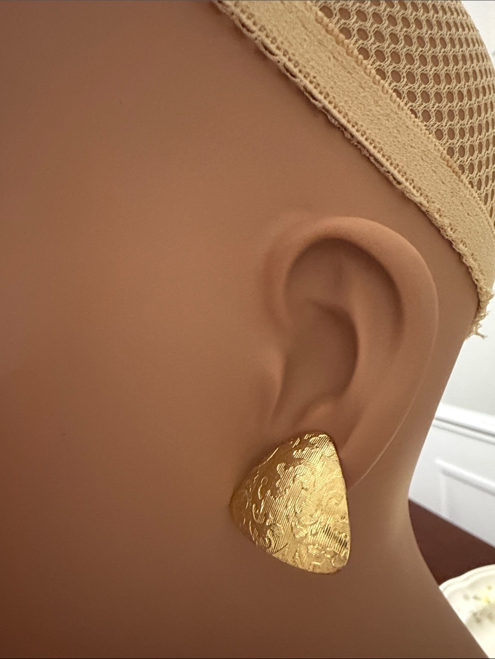 Source Unknown Gold Textured Triangle Clip-On Earrings